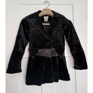 American Girl Size 7 Black Velvet Coat Textured Dress Coat